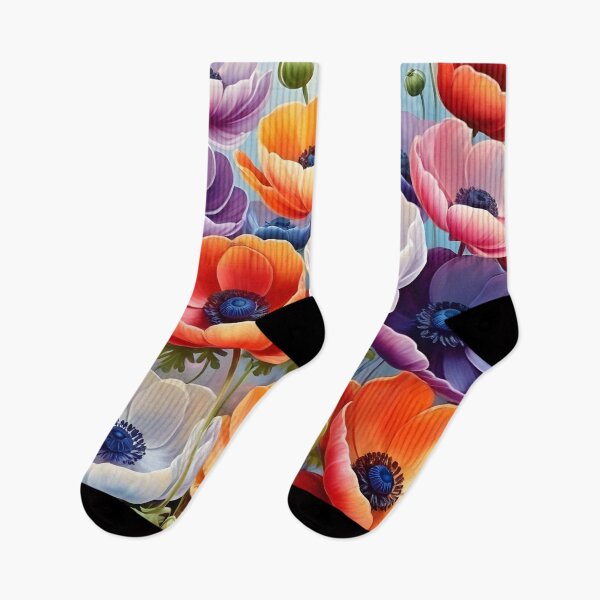 Item preview, Impressionist-Style picture of Colorful Anemone Flowers designed and sold by Petalandfur.