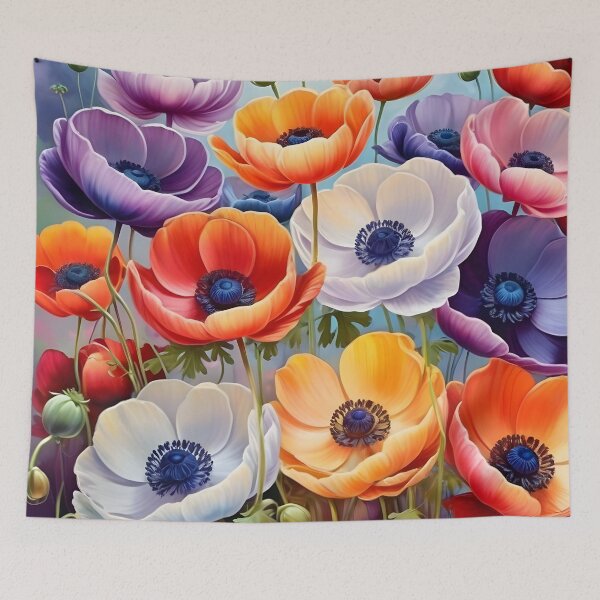 Item preview, Impressionist-Style picture of Colorful Anemone Flowers designed and sold by Petalandfur.