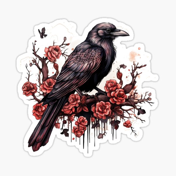Item preview, Watercolor OxBlood Witch's Crow designed and sold by Mandayartstudio.