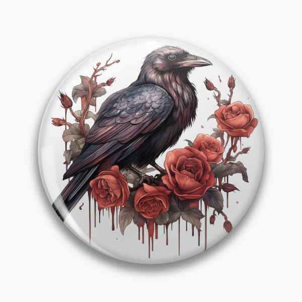 Item preview, Watercolor OxBlood Witch's Crow designed and sold by Mandayartstudio.