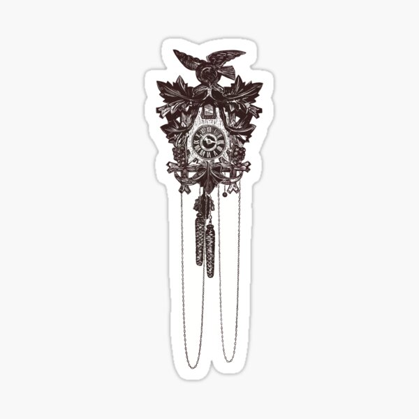 Family Cuckoo Clock - Light Blue background Sticker