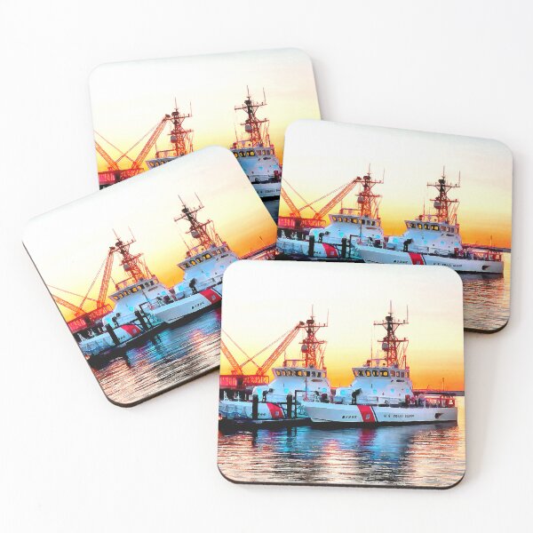 Item preview, U.S. Coast Guard Ships in Bellingham Bay at Sunset designed and sold by SeaChangeDesign.