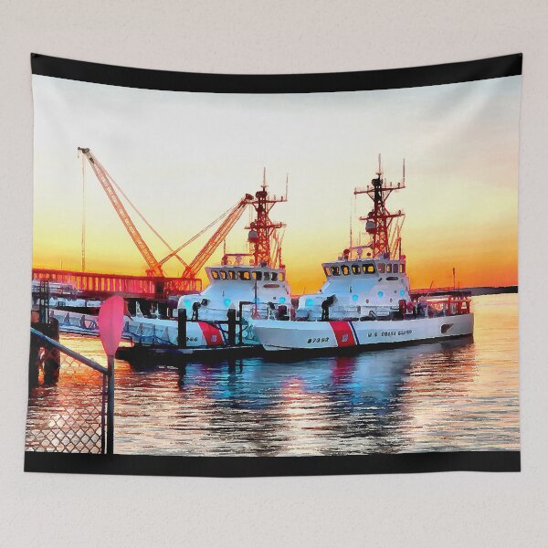 Item preview, U.S. Coast Guard Ships in Bellingham Bay at Sunset designed and sold by SeaChangeDesign.
