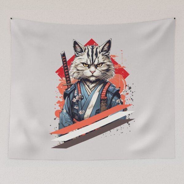 Item preview, The Spirit of Bushido in Cat Form, Honor, and Nine Lives designed and sold by Gooddaycanvas.