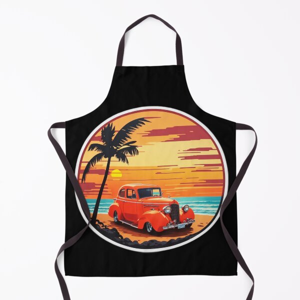 Item preview, Classic Car with Palm Tree on a Beach at Sunset designed and sold by NautiChic.