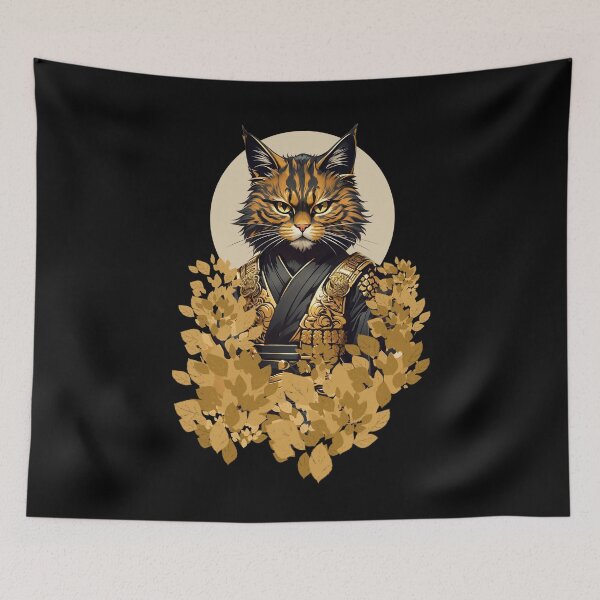 Item preview, The Spirit of Bushido in Cat Form, Honor, and Nine Lives designed and sold by Gooddaycanvas.