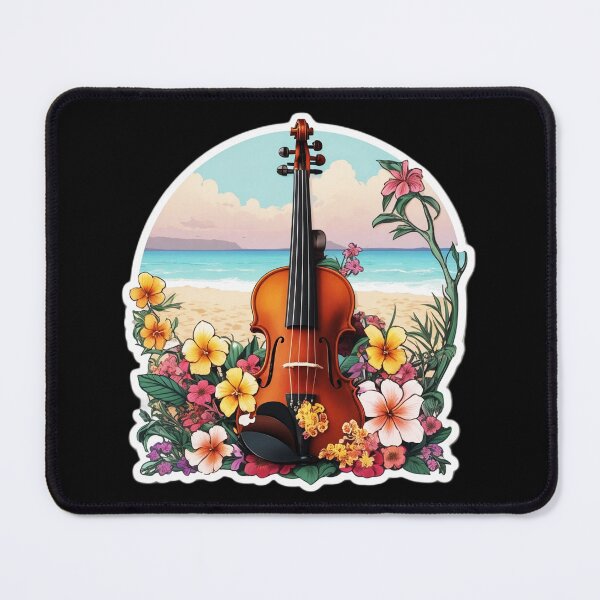Artikelvorschau, Hippie-Artsy-Violine an einem hawaiianischen Strand mit Orchideenblüten entworfen und verkauft von NautiChic.