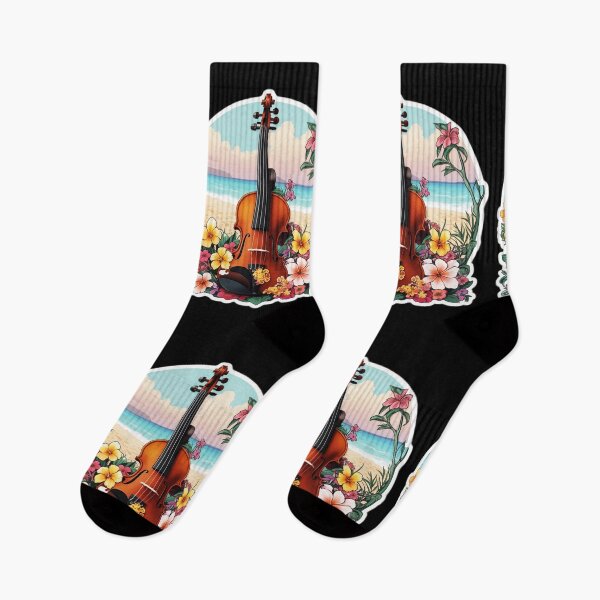 Artikelvorschau, Hippie-Artsy-Violine an einem hawaiianischen Strand mit Orchideenblüten entworfen und verkauft von NautiChic.
