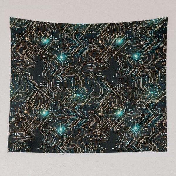 Item preview, Orange Circuit Board Electronic Repeating Pattern  designed and sold by NikkofTime.