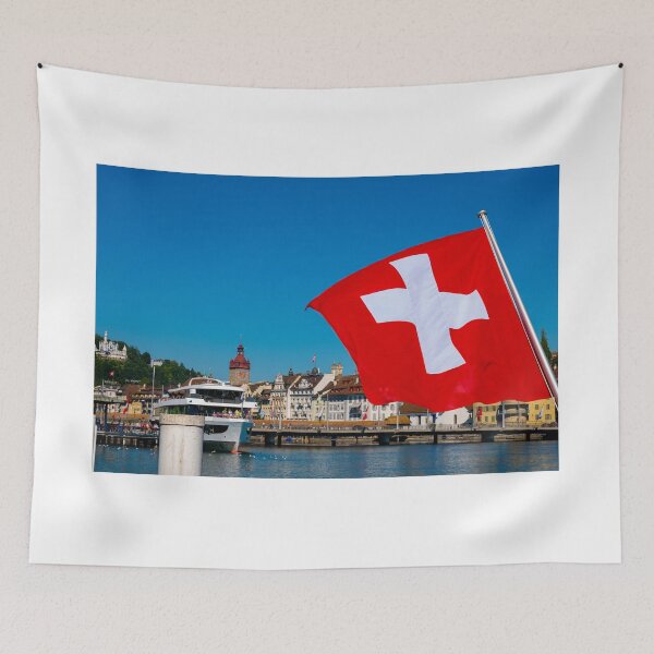 Item preview, Swiss Flag in City of Lucerne with Lake designed and sold by Mats Silvan.