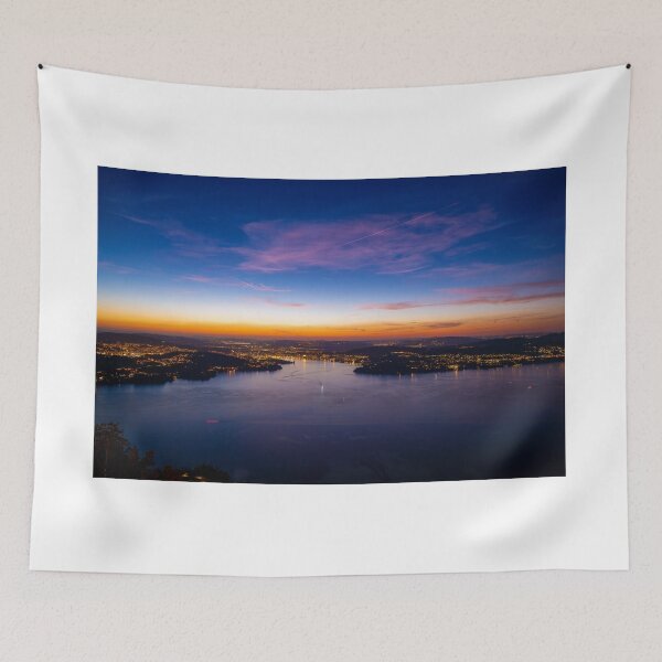Item preview, Aerial View over Lake Lucerne and Mountain in Dusk designed and sold by Mats Silvan.