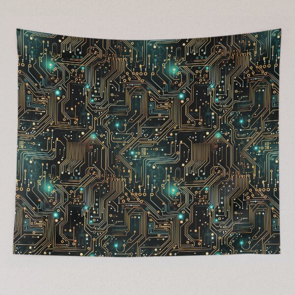 Item preview, Orange Electronic Circuit Board Repeating Pattern  designed and sold by NikkofTime.
