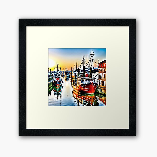 Ships in the port Framed Art Print