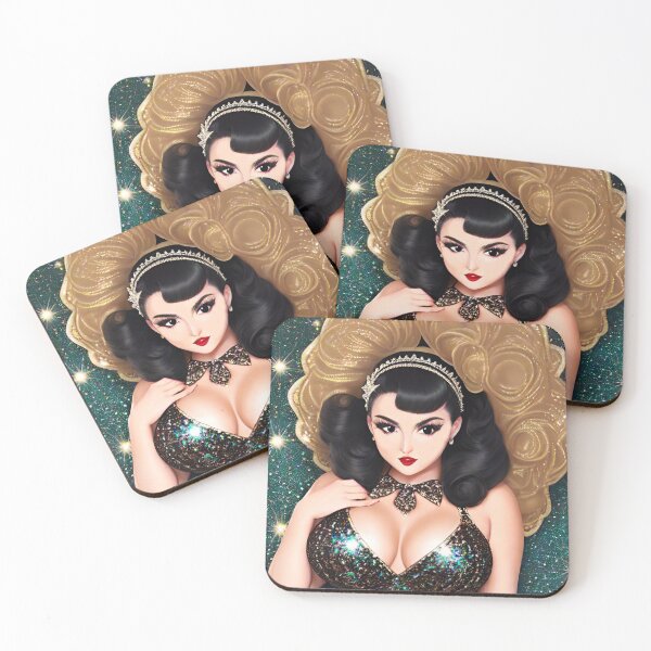 Artikelvorschau, glitzerndes Glamour-Girl entworfen und verkauft von DreamyPinups.