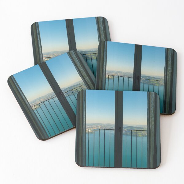 Item preview, Window View with Balcony over Lake Lucerne and Mountain designed and sold by Mats Silvan.