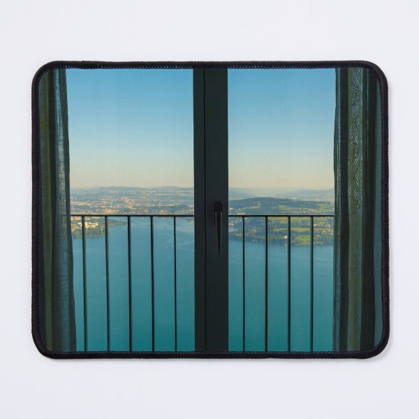 Item preview, Window View with Balcony over Lake Lucerne and Mountain designed and sold by Mats Silvan.