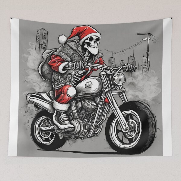 Item preview, Cool Skeleton Santa biker rider designed and sold by Lost Highway Horror..