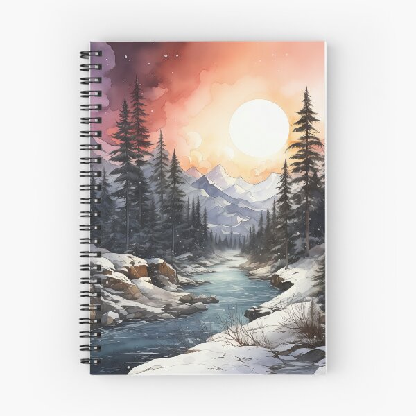 Item preview, Holiday Mountain Glow - Festive Watercolor Art Print designed and sold by SlayerOfKings.