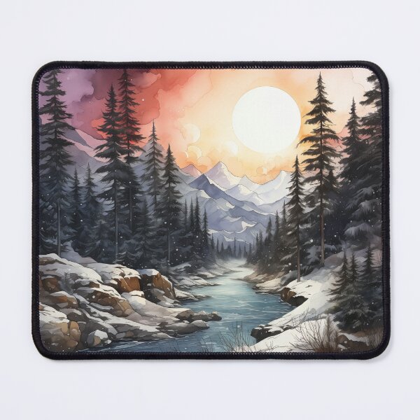 Item preview, Holiday Mountain Glow - Festive Watercolor Art Print designed and sold by SlayerOfKings.