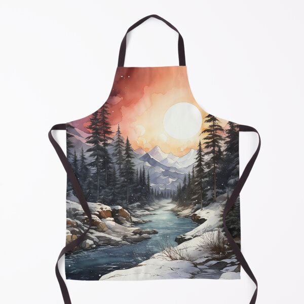 Item preview, Holiday Mountain Glow - Festive Watercolor Art Print designed and sold by SlayerOfKings.