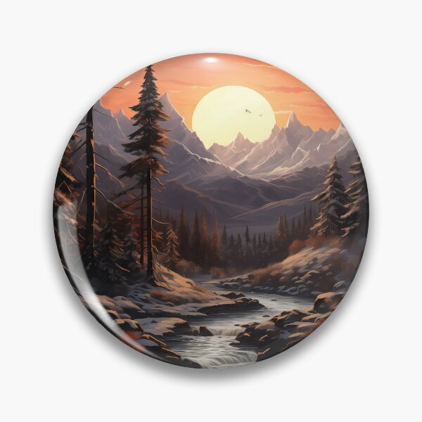 Item preview, Tranquil Winter River Sunset - Scenic Art Print designed and sold by SlayerOfKings.