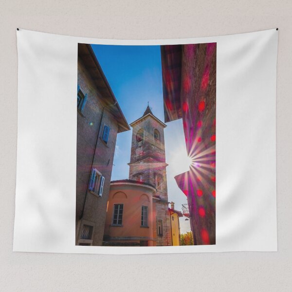 Item preview, City Road with Old House and Church Tower with Sunbeam and Lens Flare designed and sold by Mats Silvan.