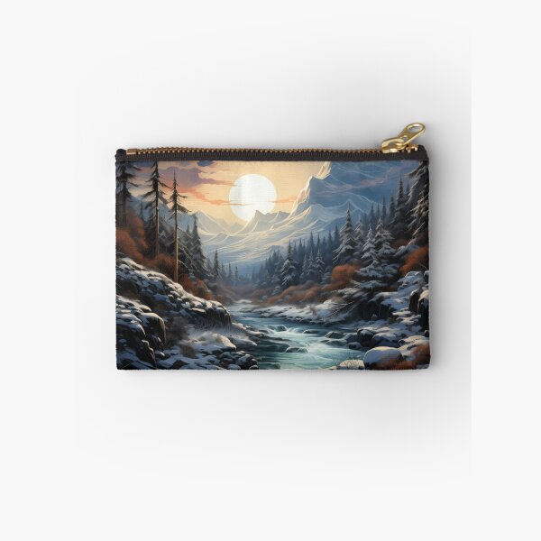 Item preview, Winter Sunset by the Babbling Brook - Tranquil Art Print designed and sold by SlayerOfKings.