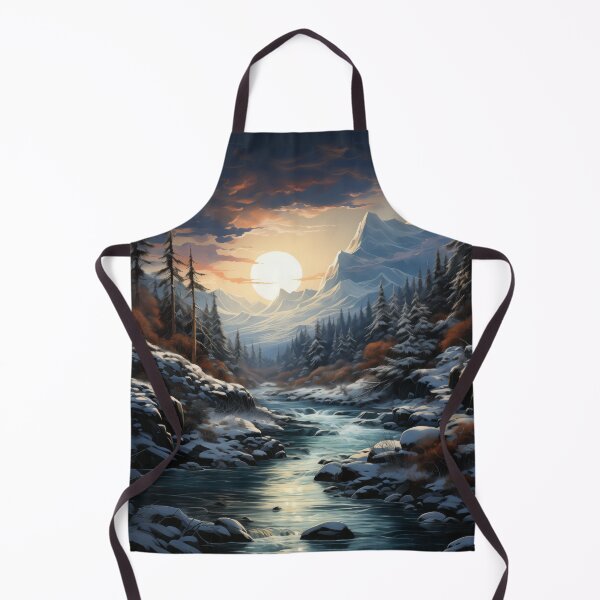 Item preview, Winter Sunset by the Babbling Brook - Tranquil Art Print designed and sold by SlayerOfKings.