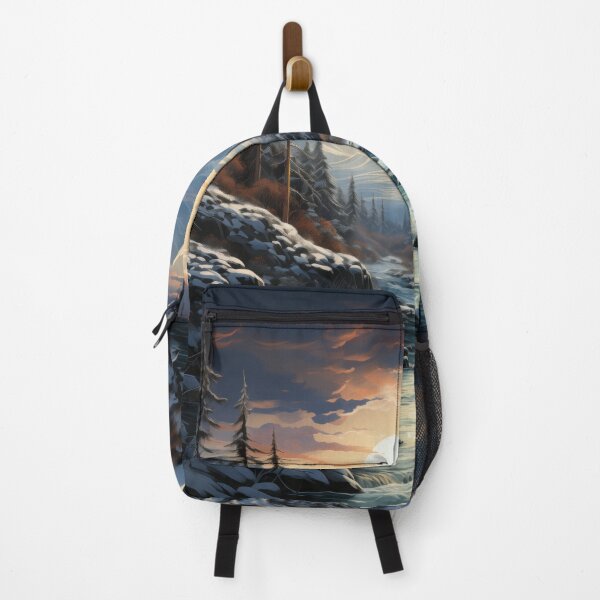 Item preview, Winter Sunset by the Babbling Brook - Tranquil Art Print designed and sold by SlayerOfKings.
