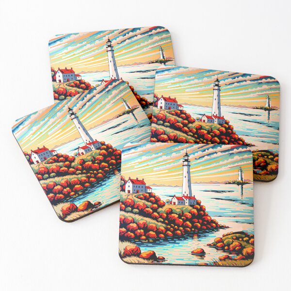 Item preview, Coastal landscape with houses and lighthouses designed and sold by gastrodesign.