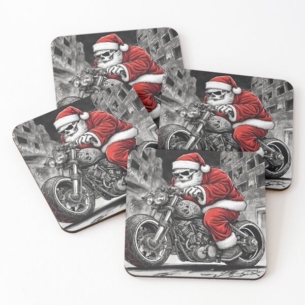 Item preview, Funny Skeleton Santa biker rider designed and sold by Lost Highway Horror..