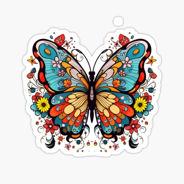 Item preview, colorful butterfly flying in flowers designed and sold by Shufflezz.