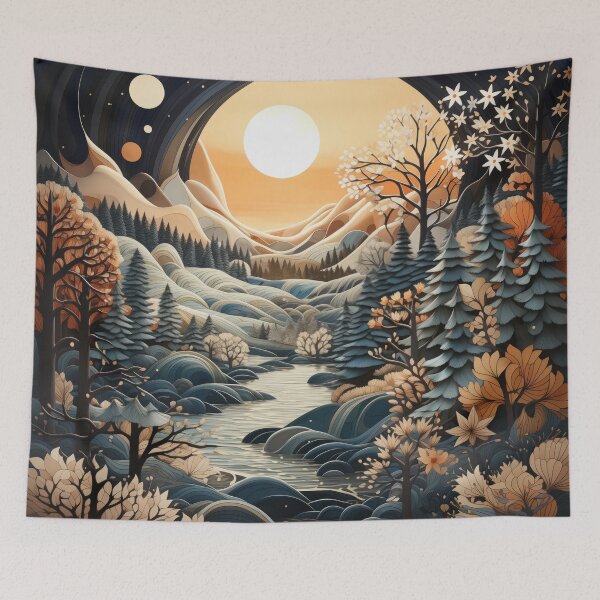 Item preview, Nordic Winter Woodlands - Scenic Art Print designed and sold by SlayerOfKings.