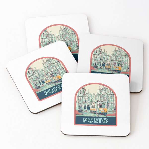 Item preview, Porto Tranquility: Vintage Church and Tramway Illustration designed and sold by Lemomo-artworks.