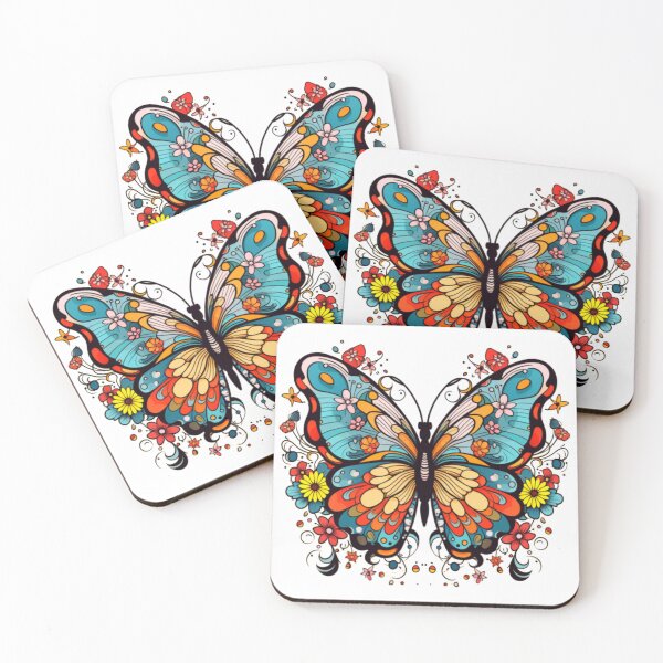 Item preview, colorful butterfly flying in flowers designed and sold by Shufflezz.