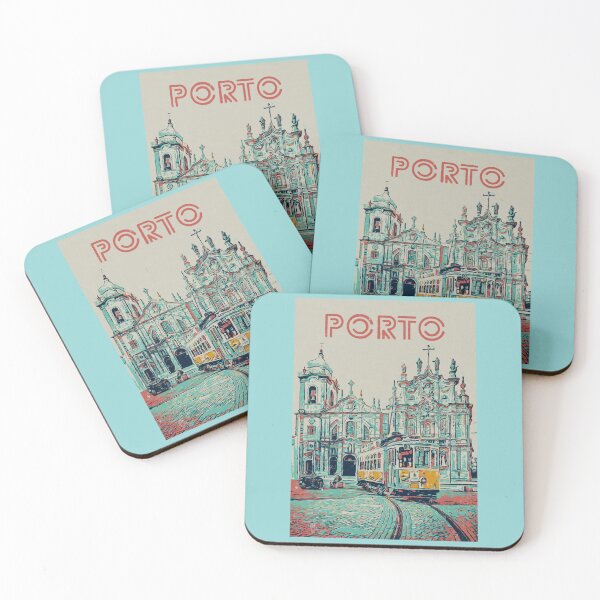 Item preview, Porto Tranquility: Vintage Church and Tramway Illustration designed and sold by Lemomo-artworks.