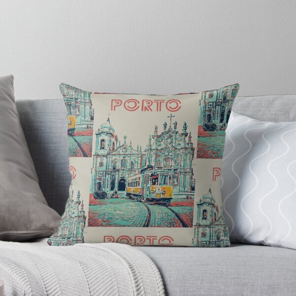 Item preview, Porto Tranquility: Vintage Church and Tramway Illustration designed and sold by Lemomo-artworks.