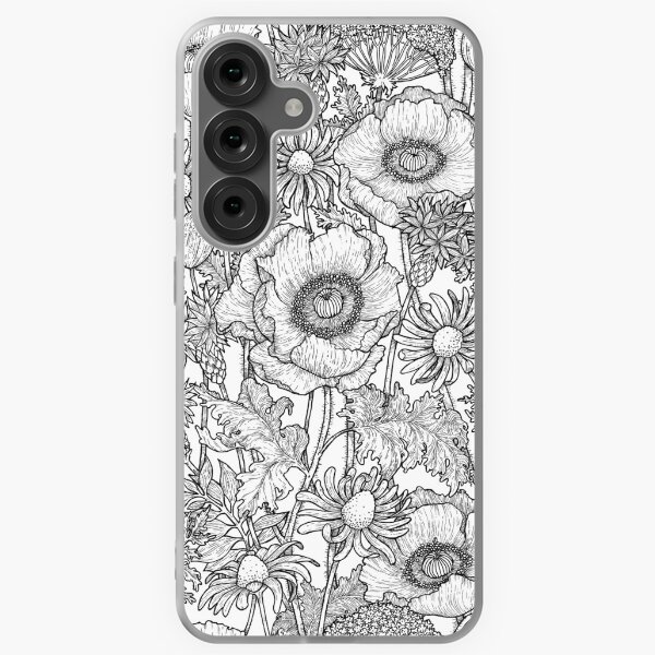 Aperçu de l'œuvre fleurs sauvages printanières - dessin en noir et blanc créée et vendue par PP-Patterns.