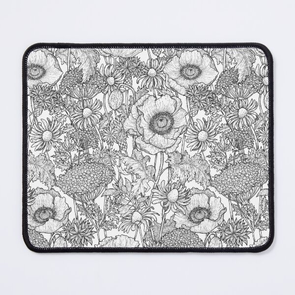 Item preview, spring wildflowers - black and white drawing designed and sold by PP-Patterns.