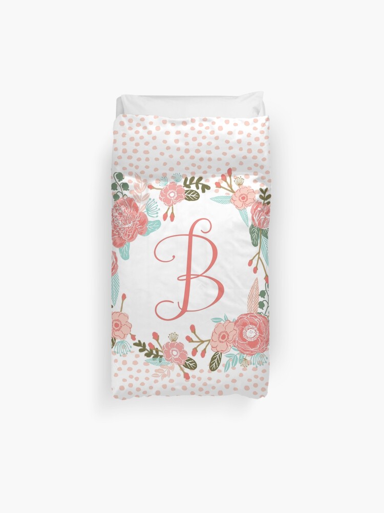 B Monogram Baby Blanket Crib Blanket Coral Floral Florals