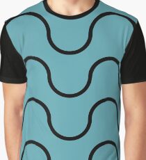 Black Waves on Blue Board Graphic T-Shirt