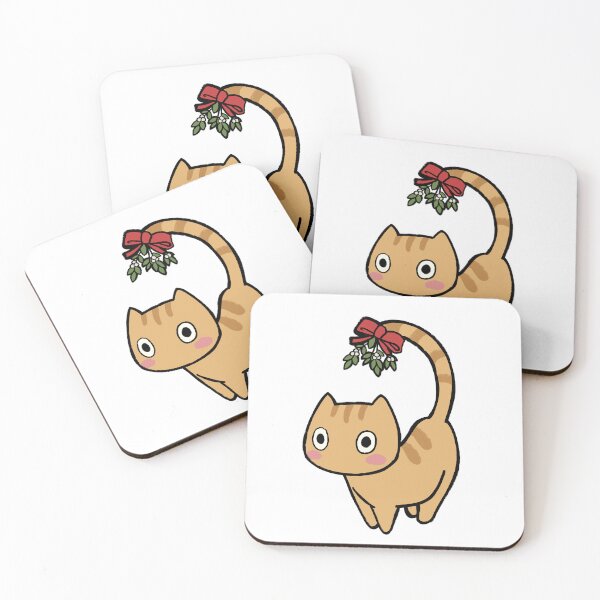 Item preview, Kawaii Orange Tabby Cat Fishing For Christmas Smooches Neath The Mistletoe designed and sold by ThumboArtBumbo.