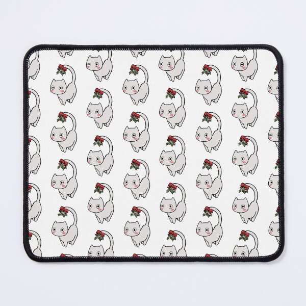 Item preview, White Kitty Cat Waiting Neath the Mistletoe for the Holidays designed and sold by ThumboArtBumbo.