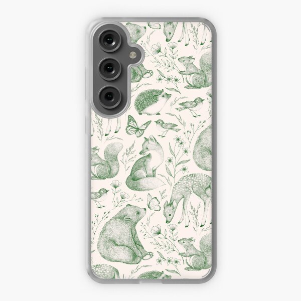 Item preview, Forest Fauna Toile - in moss green on cream designed and sold by Perrin Le Feuvre.