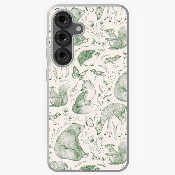 Item preview, Forest Fauna Toile - in moss green on cream designed and sold by Perrin Le Feuvre.