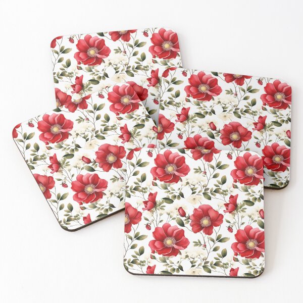 Item preview, Beautiful Red Wild Rose Seamless Pattern (Watercolor) V.4 designed and sold by CreatureHouse95.