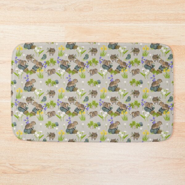 Item preview, Northern Pika and flowers pattern, cute little Pikas carrying flowers. Grey designed and sold by Naty Design Prague.
