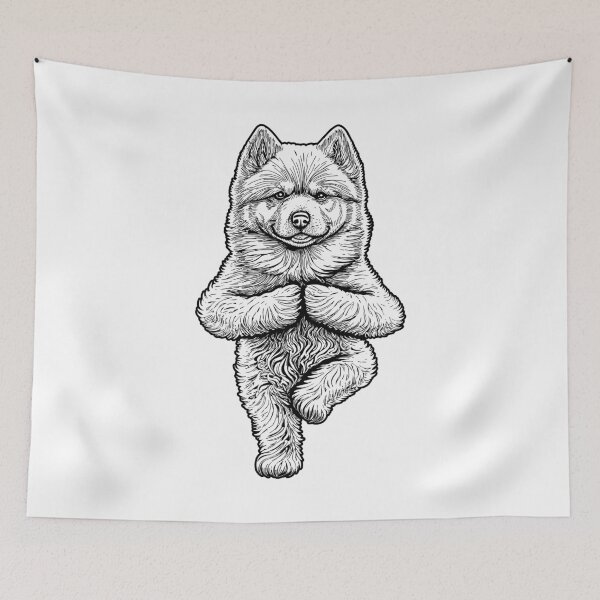 Item preview, Samoyed Yoga Dog Puppy Funny Dogs Tree Pose Asana designed and sold by GrandeDuc.
