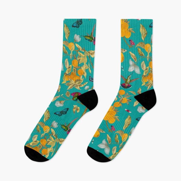Item preview, Hummingbirds, lemons and bugs in turquoise designed and sold by Delinda Graphic Studio.