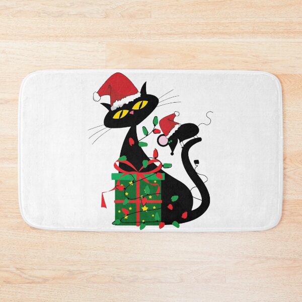 Item preview, Santa Black Cat in Tangled Lights designed and sold by Natureclectic.